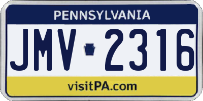 PA license plate JMV2316