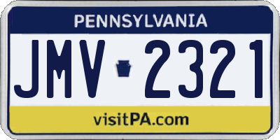PA license plate JMV2321