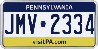 PA license plate JMV2334