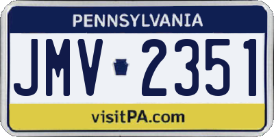 PA license plate JMV2351