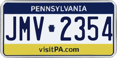 PA license plate JMV2354