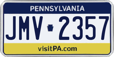 PA license plate JMV2357