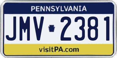 PA license plate JMV2381