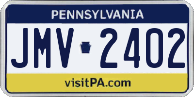 PA license plate JMV2402