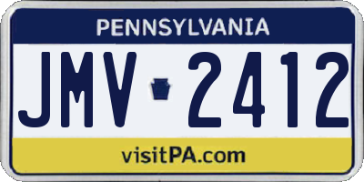 PA license plate JMV2412