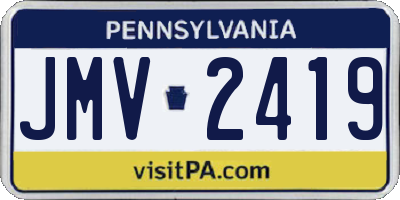 PA license plate JMV2419