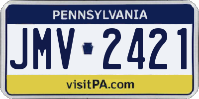 PA license plate JMV2421