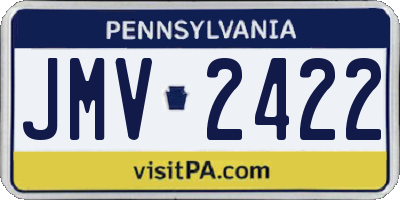 PA license plate JMV2422
