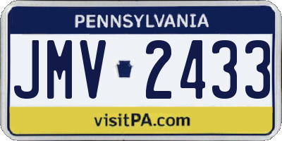PA license plate JMV2433