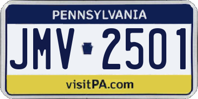 PA license plate JMV2501