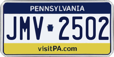 PA license plate JMV2502