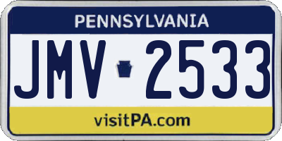 PA license plate JMV2533