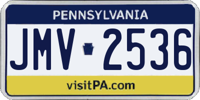 PA license plate JMV2536