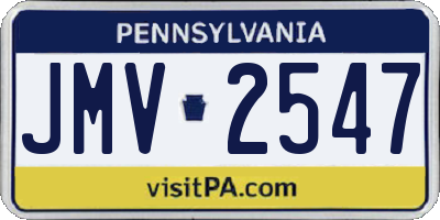 PA license plate JMV2547