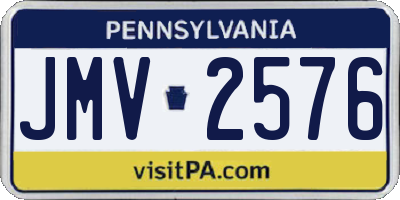 PA license plate JMV2576
