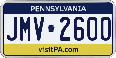 PA license plate JMV2600