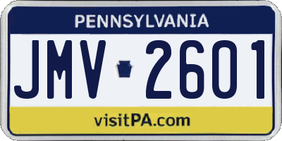 PA license plate JMV2601