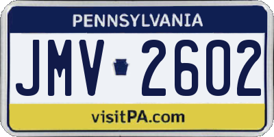 PA license plate JMV2602
