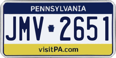 PA license plate JMV2651