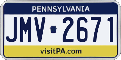 PA license plate JMV2671