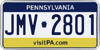 PA license plate JMV2801