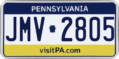 PA license plate JMV2805