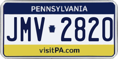 PA license plate JMV2820
