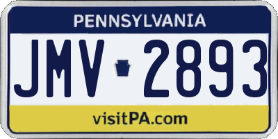 PA license plate JMV2893