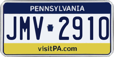 PA license plate JMV2910