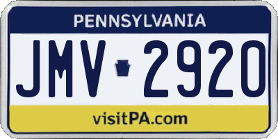 PA license plate JMV2920