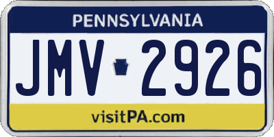 PA license plate JMV2926