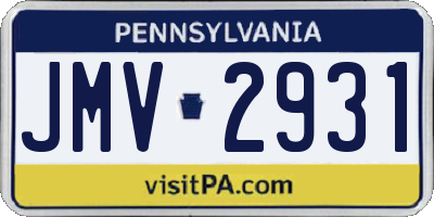 PA license plate JMV2931