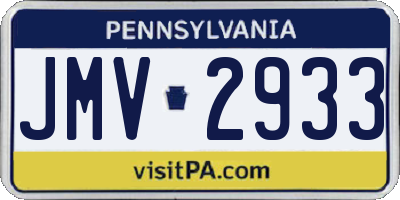PA license plate JMV2933