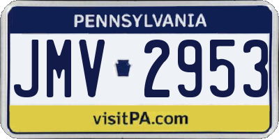 PA license plate JMV2953