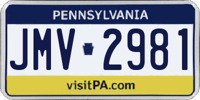 PA license plate JMV2981