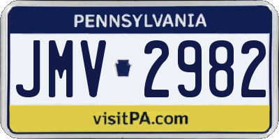 PA license plate JMV2982