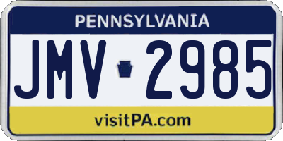 PA license plate JMV2985