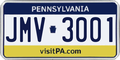 PA license plate JMV3001