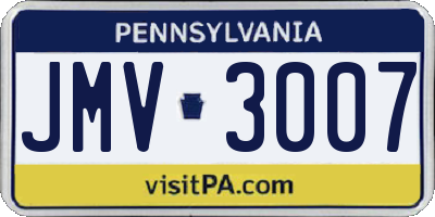 PA license plate JMV3007
