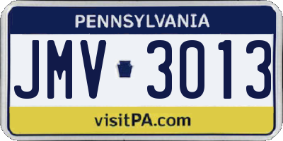 PA license plate JMV3013