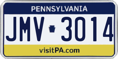 PA license plate JMV3014