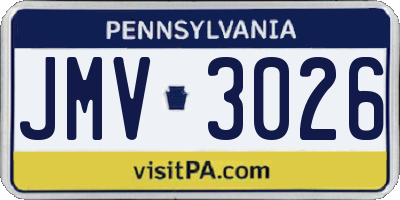 PA license plate JMV3026