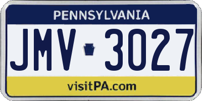 PA license plate JMV3027