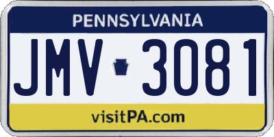 PA license plate JMV3081