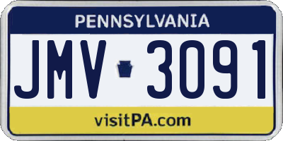 PA license plate JMV3091