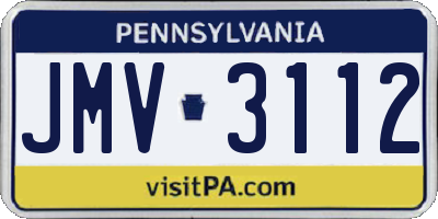 PA license plate JMV3112