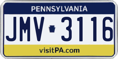 PA license plate JMV3116