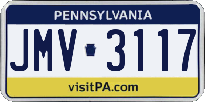 PA license plate JMV3117