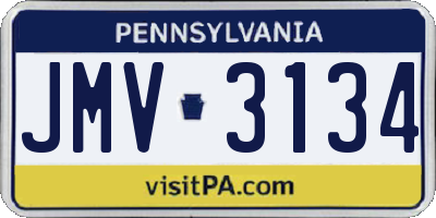 PA license plate JMV3134