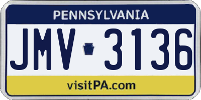 PA license plate JMV3136